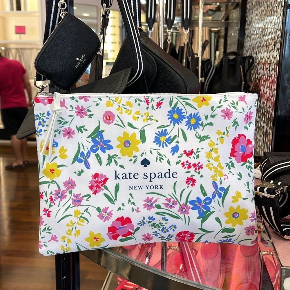 Kate Spade Large Canvas Floral Print Zip Pouch - Picture 9 of 16